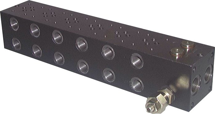 Anschlussplatte NG 6, 6-fach, mit Druckbegrenzungsventil