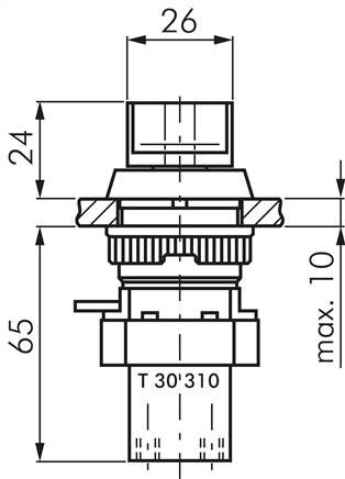 3/2-Wege Drehschalter-Ventil, schwarz (30,5mm), M5