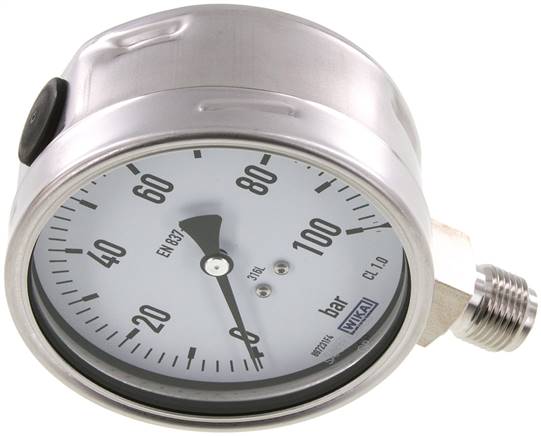 Chemie-Manometer senkrecht, 100mm, 0 - 100 bar