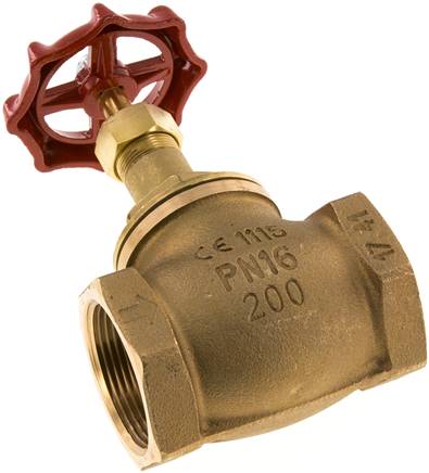 Muffen-Absperrventil, Rotguss/Messing, G 1-1/2", PN 16