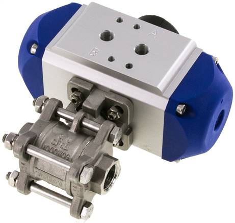 Pneumat. Edelstahl-Kugelhahn, G 3/8", Feder-öffnend