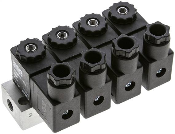 3/2-Wege Magnetventil, G 1/8", geschlossen (NC), 4-fach 24V=