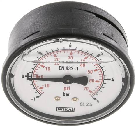 Glycerin-Manometer waagerecht (KU/Ms), 63mm, -1 bis 5 bar