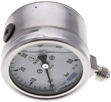 Gly.-Sicherheits-Manometer senkrecht,63mm, 0 - 60 bar