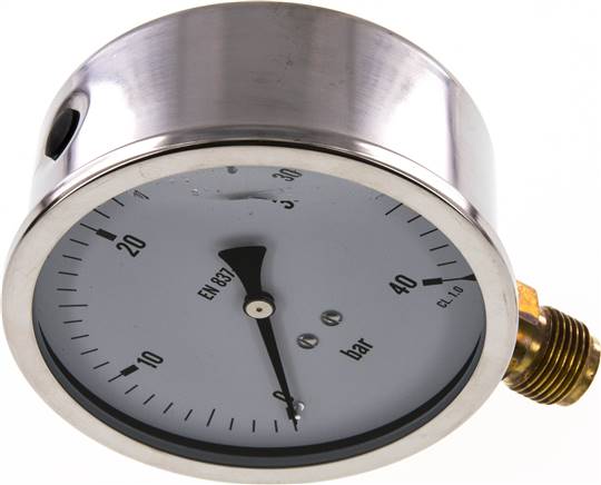 Glycerin-Manometer senkrecht (CrNi/Ms),100mm, 0 - 40 bar -Eco-Line