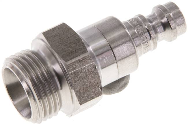 Kupplungsstecker (NW5) G 3/8"(AG), Edelstahl, beidseitig absperrend