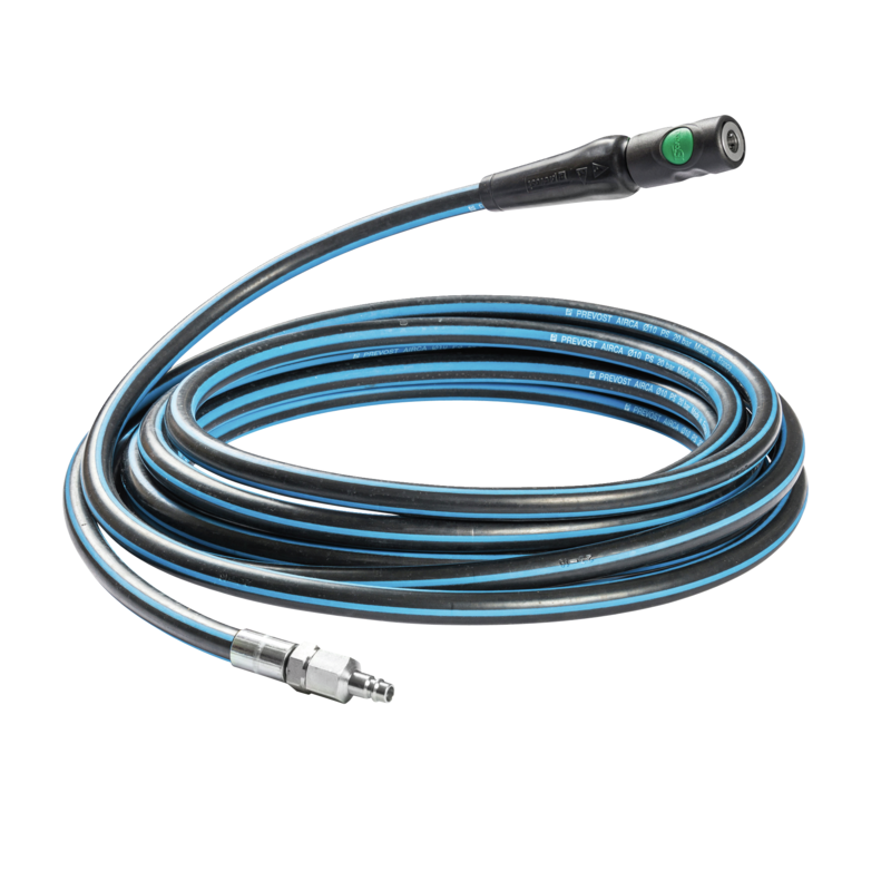 Prevost Verpresste Schlauchverlängerung mit Gummischlauch AIRCA mit Sicherheitsschnellkupplung ESI 07 prevoS, Ø Innen./Außen. 10 x 18 mm