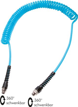 PUR-Spiralschlauch G 1/4"-9,5 x 6,3 mm, 6,0 mtr. Arbeitslänge, Di 23mm
