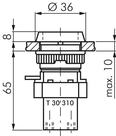 3/2-Wege Drucktaster-Ventil, gelb (30,5mm), M5