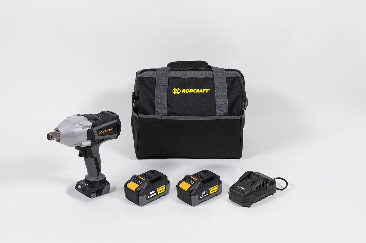 Rodcraft RC9087K4 Akku-Schlagschrauber, Vierkant 3/4 Zoll, max. Lösemoment 1500 Nm, inkl. 2x 4 Ah Akku, Ladegerät und Stofftasche