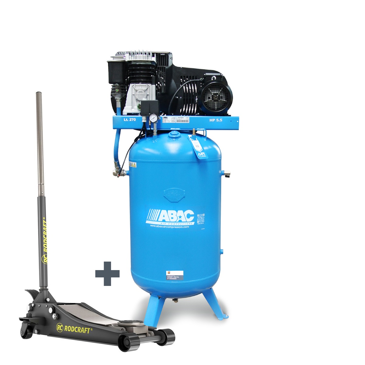 AKTION PROFI-SET RADWECHSEL: ABAC Kompressor PRO B 5900B 270 VT5,5 + Wagenheber RH216