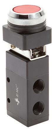 3/2-Wege (NC/NO) Drucktaster-Ventil, rot, G 1/4"