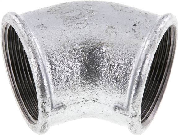 45°-Winkel Rp 2" (IG), Temperguss verzinkt