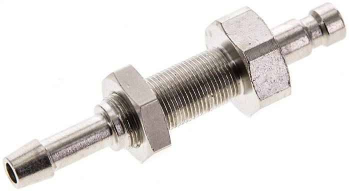 Schott-Kupplungsstecker (NW2,7) 4mm Schlauch, Messing vernickelt