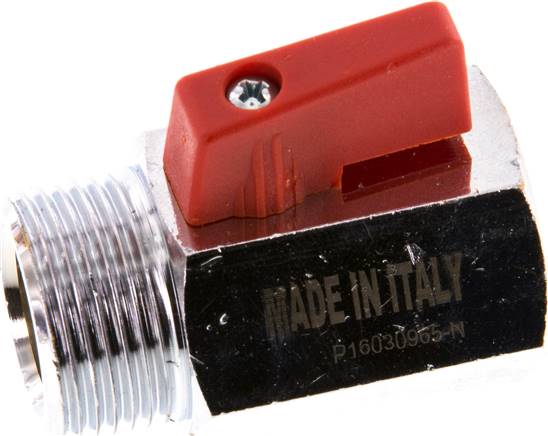 Messing-Minikugelhahn G 3/4" Innengewinde / Außengewinde, PN 15, Knebelgriff