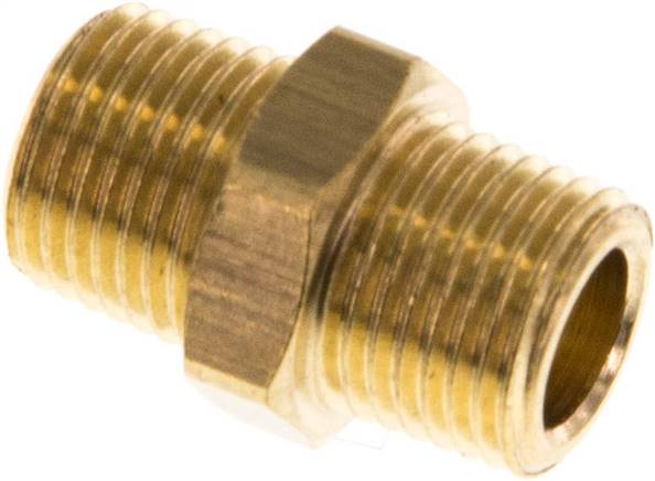 Doppelnippel R 1/8"-R 1/8", Messing/Rotguss
