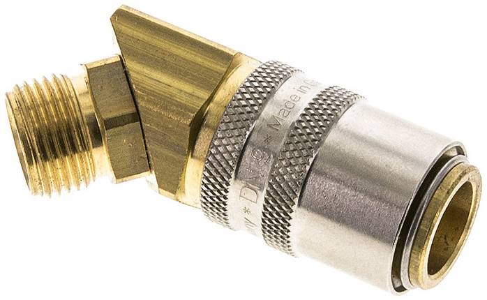 45°-Temperier-Schnellkupplung 13mm Zapfen,G 3/8"(AG), Messing, 	ohne Ventil