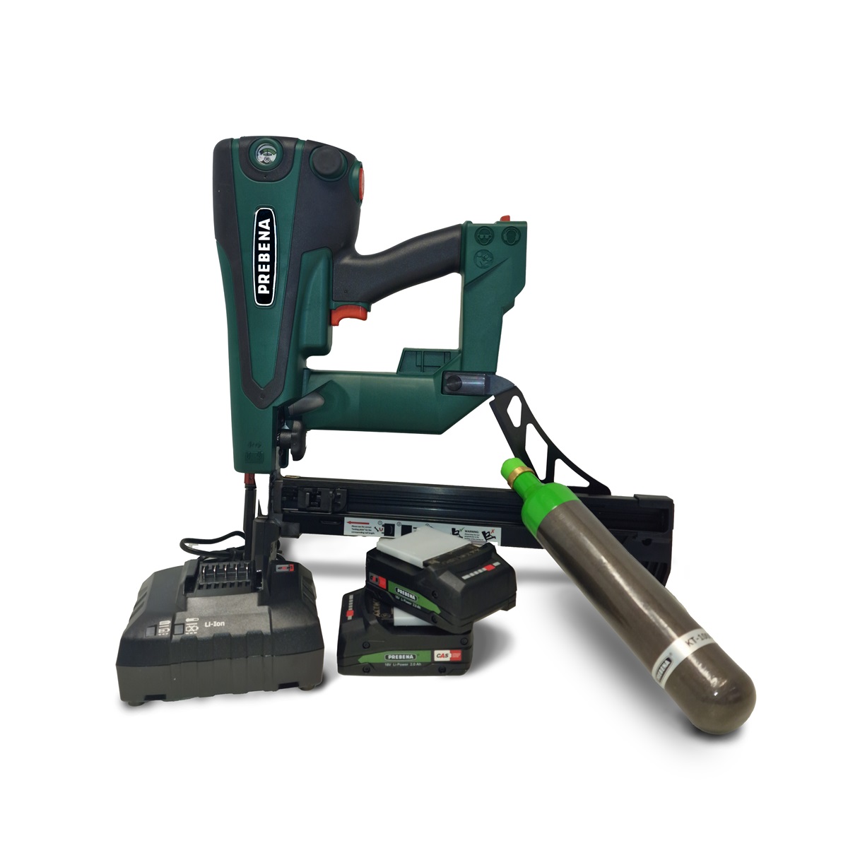 Druckluft-Akku-Nagler PKT-8-RHC40 (Betonnagler) + 2x 2,0 AH Akku + Akku-Station | MIETGERÄT