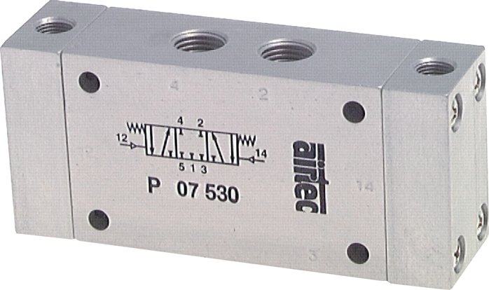 5/3-Wege Pneumatikventil, G 1/4", Mittelstellung entlüftet