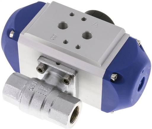 Pneumat. Messing-Kugelhahn, Rp 3/8", Feder-öffnend