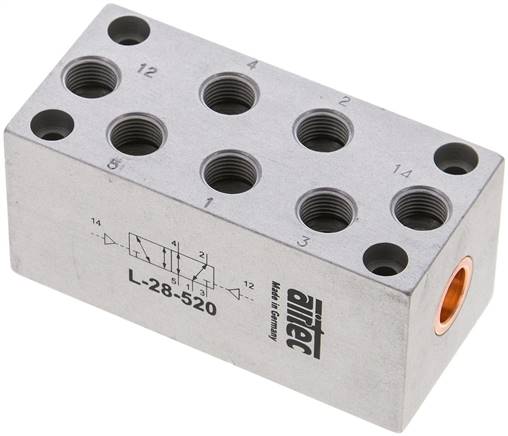 5/2-Wege Pneumatikimpulsventil, G 1/8", ATEX-Zulassung, Anschlüsse oben