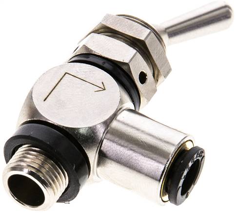 Kipphebelventil 3/2-Wege, Druckeingang: Hohlschraube, 6 mm (außen)-G 1/8" (AG)