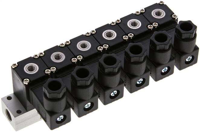 3/2-Wege Magnetventil, M 5, geschlossen (NC), 6-fach 12V=