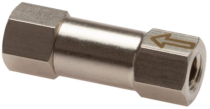Rückschlagventil, G 1/4", PN 10, Messing vernickelt, Dichtung FKM