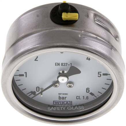 Chemie-Manometer waagerecht, 63mm, 0 - 6 bar