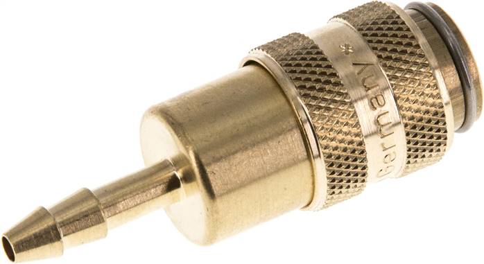 Schnellkupplung (NW5) 4mm Schlauch, Messing, für Stecker beidseitig absperrend