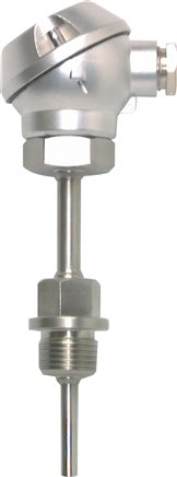 Widerstandsthermometer Pt100 (2-Leiter), G1/2"-6x250mm, ohne Halsrohr