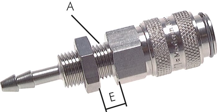 Schott-Schnellkupplung (NW5) 6 (1/4")mm Schlauch, Messing vernickelt