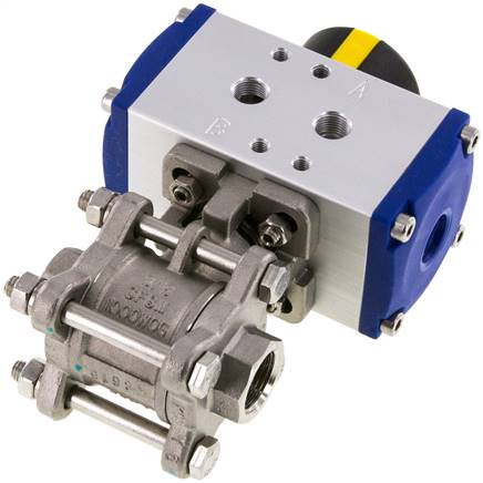 Pneumat. Edelstahl-Kugelhahn, G 3/8", doppeltwirkend