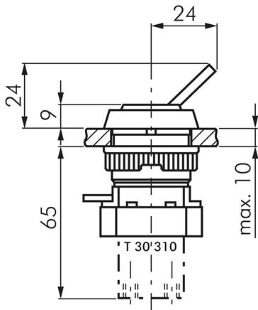 3/2-Wege Kippschalter-Ventil, schwarz (30,5mm), M5