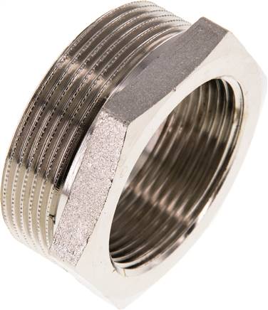 Reduziernippel G 2"(AG)-G 1-1/2"(IG), Messing vernickelt