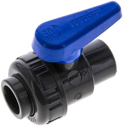 Einring-Klebemuffen-Kugelhahn, PVC-U, 20mm (Wasserausf.)