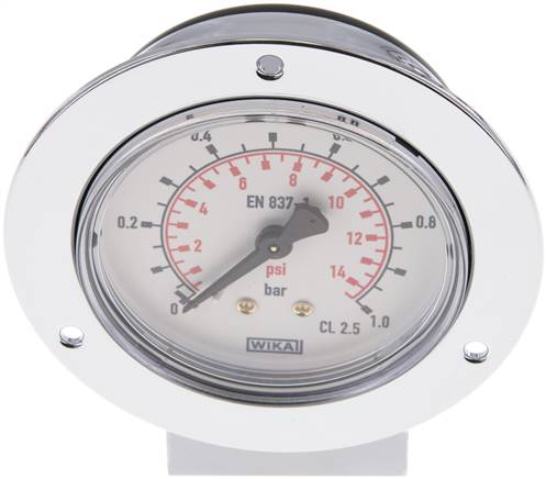 Einbaumanometer (CrNi/Ms), Frontring, 63mm, 0 - 1 bar