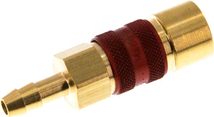 Schnellkupplung (NW5) 6 (1/4")mm Schlauch, rot, Achteck SW10