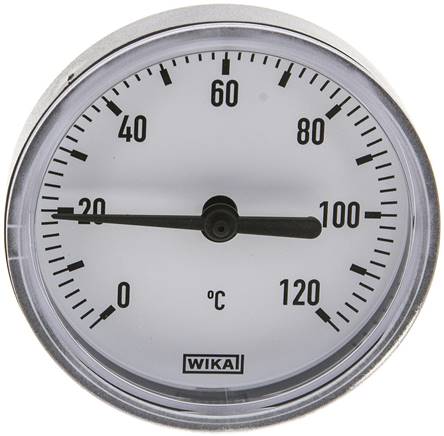 Bimetallthermometer, waagerecht D63/0 bis +120°C/40mm, Kunststoffgehäuse