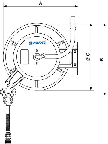 Prevost Schlauchaufroller 20 m für Wasser, offene Trommel DVO1320LS