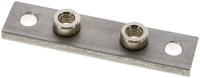 verlängerte Anschweißplatte mit Befestigungsbohrungen, Edelstahl, Baugröße 2, schwer