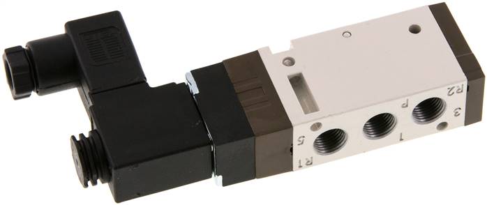 5/2-Wege Magnetventil, G 1/8", Federrückstellung, 115 V AC, Norm-Stecker Grösse 0