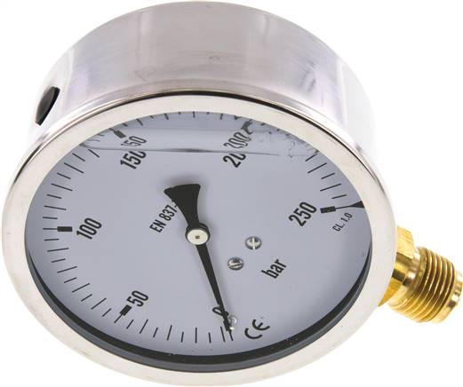 Glycerin-Manometer senkrecht (CrNi/Ms),100mm, 0 - 250 bar -Eco-Line
