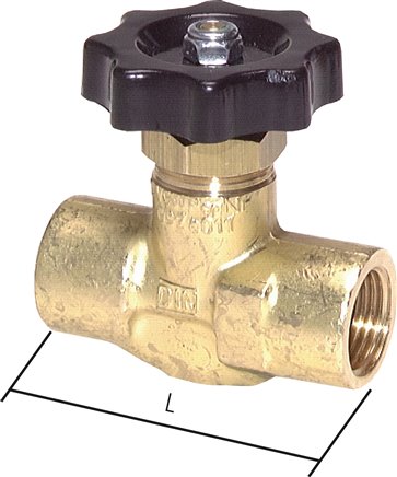 Nadel-Absperrventil, Messing, G 3/8" (IG), -0,9 bis 40bar