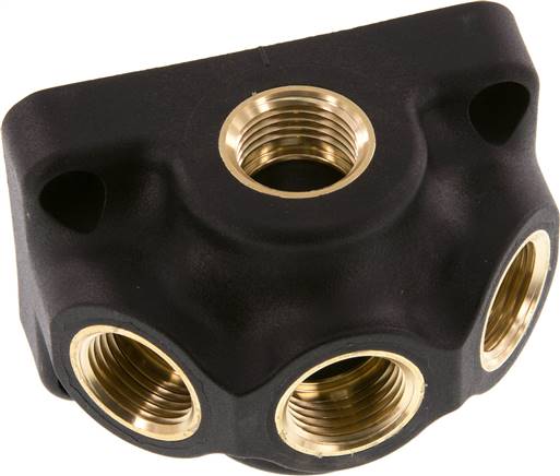 Wanddose (Luftweiche) G 1/2"-3 x G 1/2", Durchgangsverteilerdose