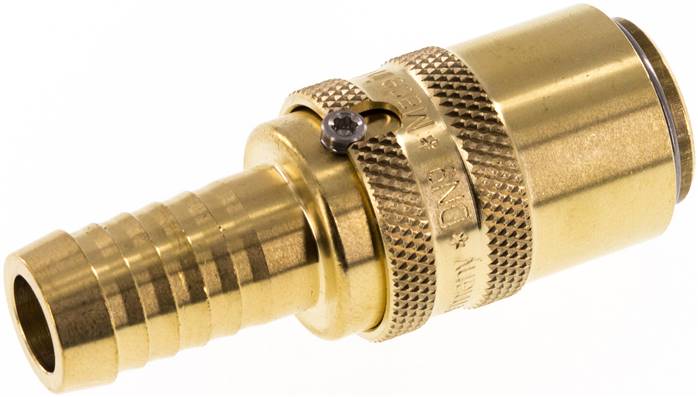 Temperier-Schnellkupplung (gerade) 13mm Zapfen, 13 (1/2")mm Schlauch, für Stecker beidseitig absperrend mit Entriegelungssicherung
