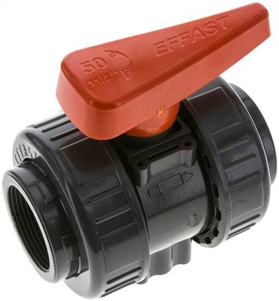 Kugelhahn, PVC-U / FKM, Rp 1-1/2" (Industrieausführung)