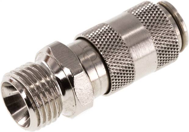 Schnellkupplung (NW2,7) G 1/8"(AG), Messing vernickelt, für Stecker beidseitig absperrend