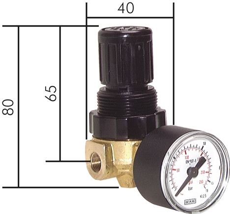 Mini-Druckregler G 1/8", 0,2 - 6 bar, nicht rücksteuerbar
