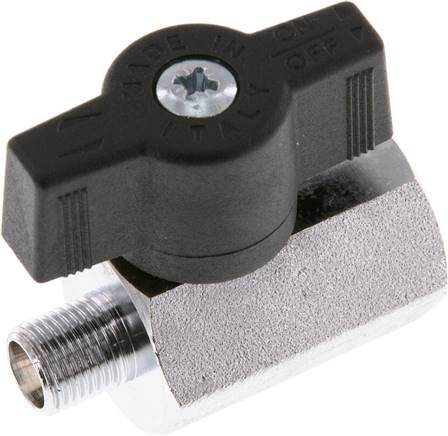 Messing-Minikugelhahn G 1/8" Innengewinde / Außengewinde, PN 15, Flügelgriff